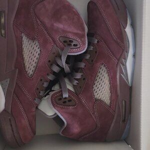 Burgundy Jordans 5